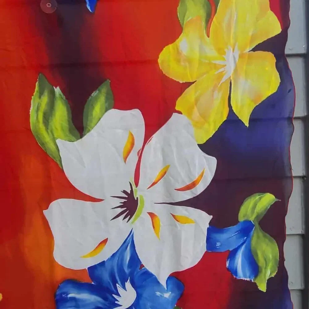 Joana Hand Painted Silk Floral Scarf Multi Color